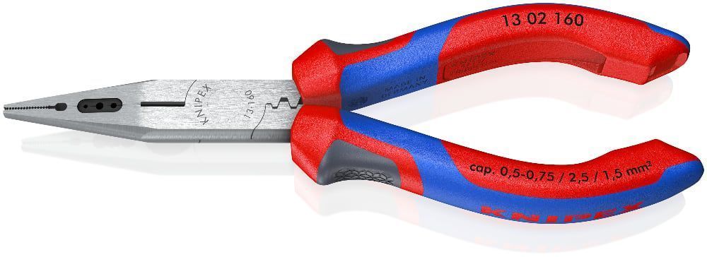 Плоскогубцы электрика, L-160 мм, чёрные, 2-комп. рукоятки   KNIPEX 1302160