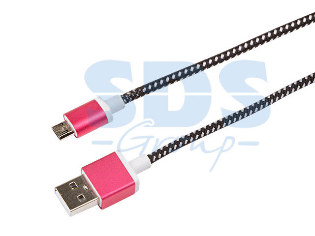 USB кабель microUSB, шнур в тканевой оплетке, черный (усиленный)  ...REXANT 18-4240