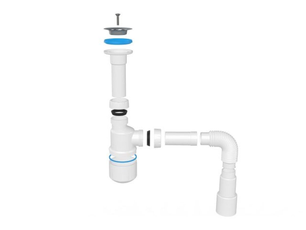 Сифон для умывальника с литым выпуском 64mm, с гибкой трубой 1 1/4" AV Engineering AVE129750