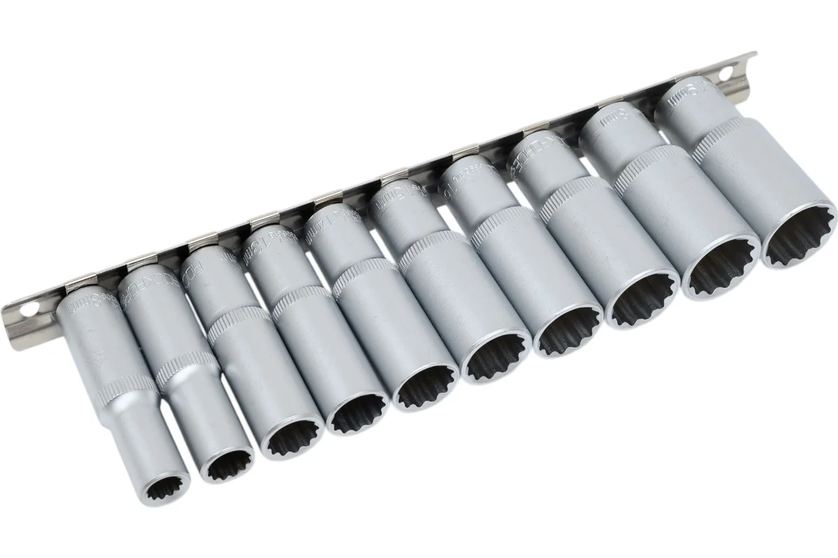 Набор головок глубоких, 12-гр., 10пр., 3/8", 8-19мм, Rock FORCE RF-3102-9