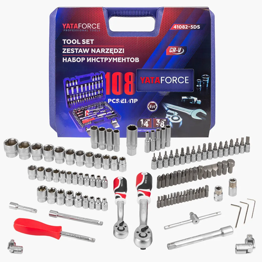 Набор инструментов 108 пр. 1/4" 3/8"(6гр.)(4-22мм) YATAFORCE YF-41082-5DS