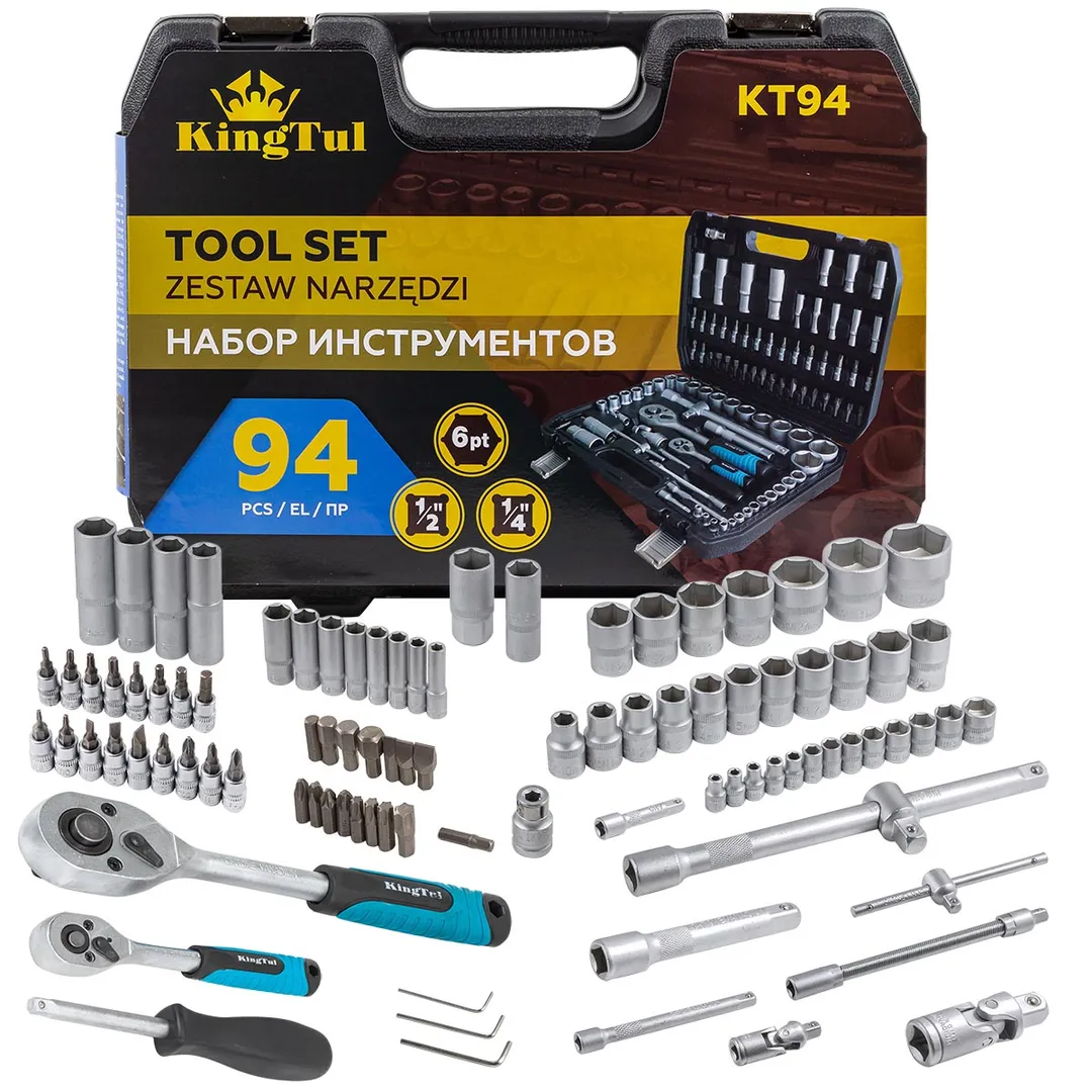 Набор инструментов 94 пр. 1/2'', 1/4'' (6 гр.)(4-32 мм.) KINGTUL KT-94