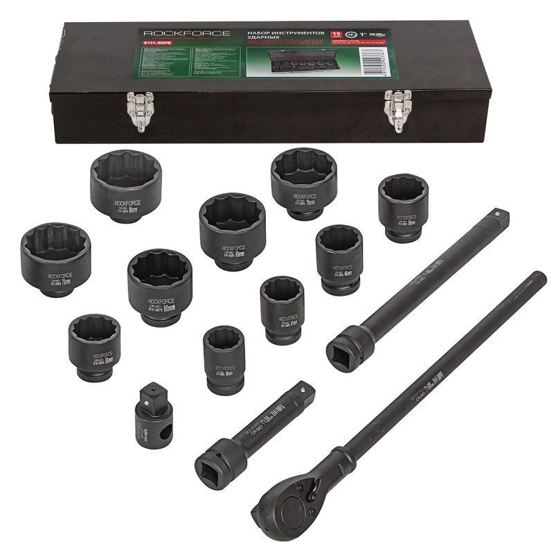 Набор инструментов ударных 1", 12гр, 15пр. (36-80мм) Rock FORCE RF-8141-9MPB