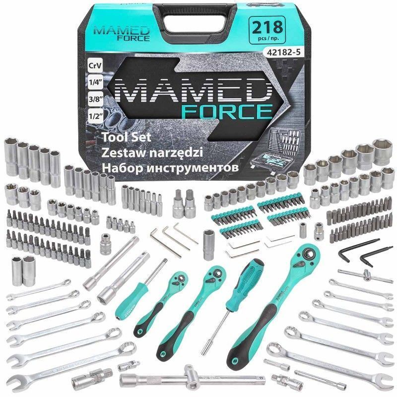 Набор инструментов 218пр. 1/4", 3/8", 1/2" (6гр.) MAMEDFORCE MF-42182-5 Набор инструментов 218пр. 1/4", 3/8", 1/2" (6гр.) MAMEDFORCE MF-42182-5