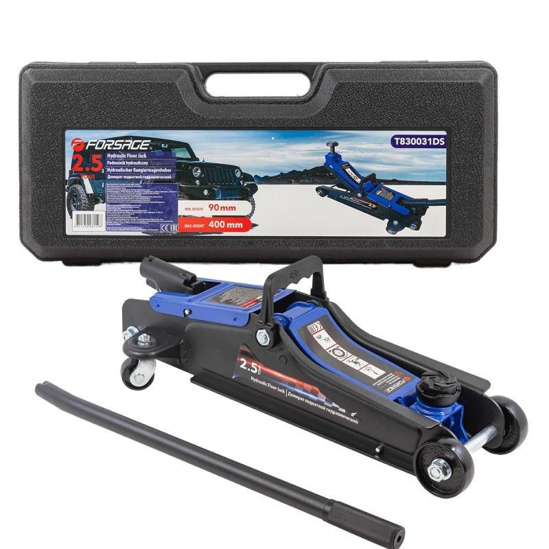 Домкрат подкатной гидравлический 2.5т (h min 90мм, h max 400мм) в кейсе  ...Forsage F-T830031BS(DS) Домкрат подкатной гидравлический 2.5т (h min 90мм, h max 400мм) в кейсе  ...Forsage F-T830031BS(DS)