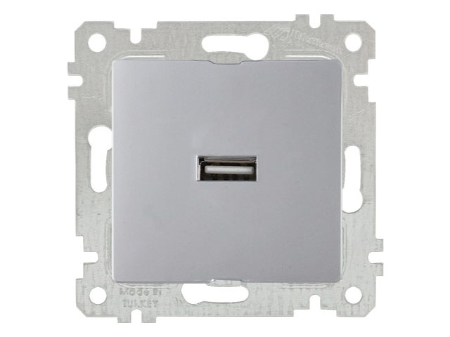 Розетка 1-ая USB (скрытая, без рамки) серебро, RITA (16 A, 250 V, IP 20)  ...MUTLUSAN 2200 448 0182