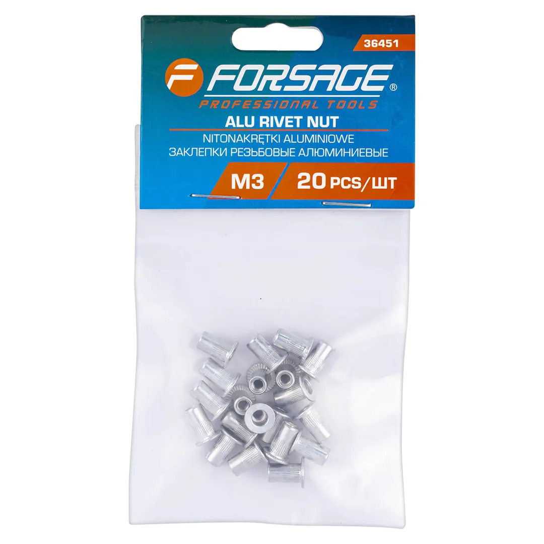 Заклепки резьбовые алюминиевые 20шт.  Forsage F-36451