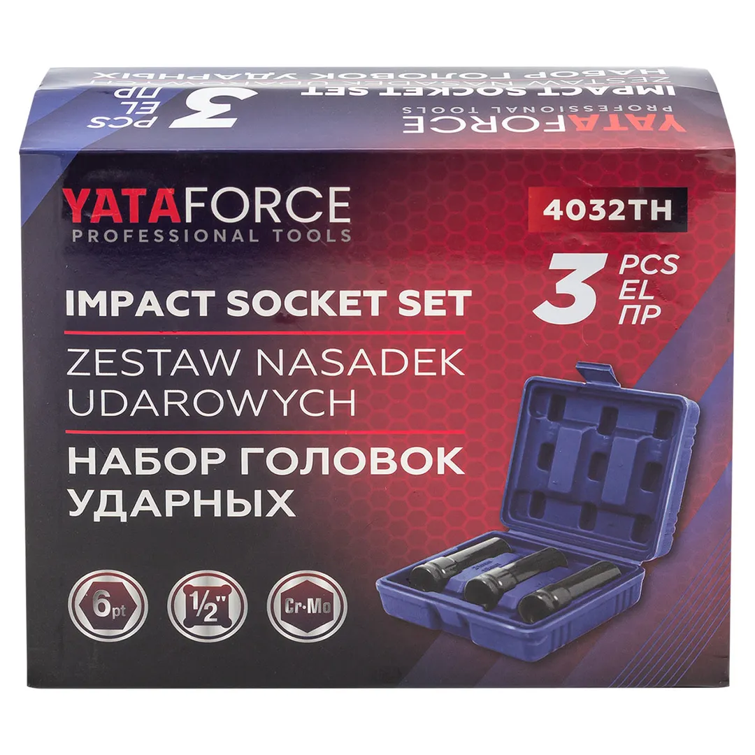 Головки ударные, набор 3пр., 1/2" (17, 19, 21мм, 6гр.) YATAFORCE YF-4032TH