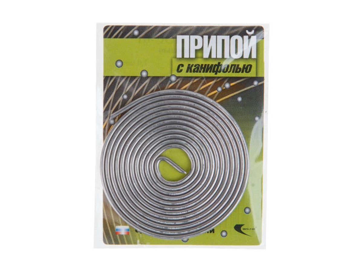 Припой ПОС 61 трубка, спираль ф1.5mm, с канифолью, длина 1м Векта 30325
