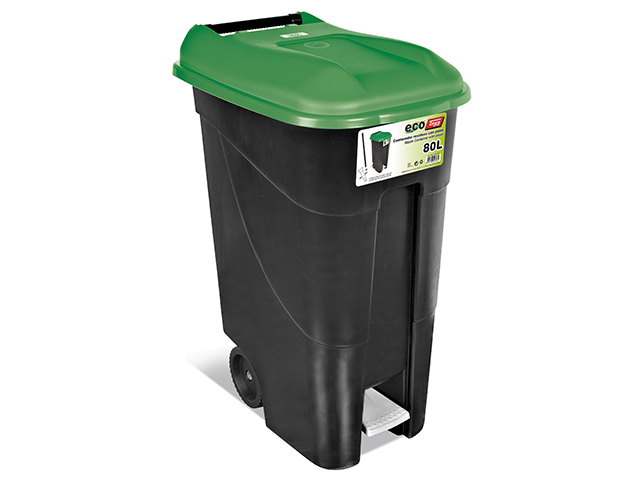 Контейнер для мусора пластикиковый 80л с педалью, зеленая крышка  ...TAYG 433030