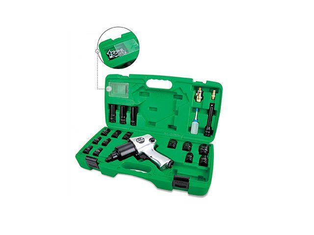 Пневмогайковерт ударный, 1/2", 678Нм, с лубрикатором и головками 20пр., Toptul GDAI2001E Пневмогайковерт ударный, 1/2", 678Нм, с лубрикатором и головками 20пр., Toptul GDAI2001E