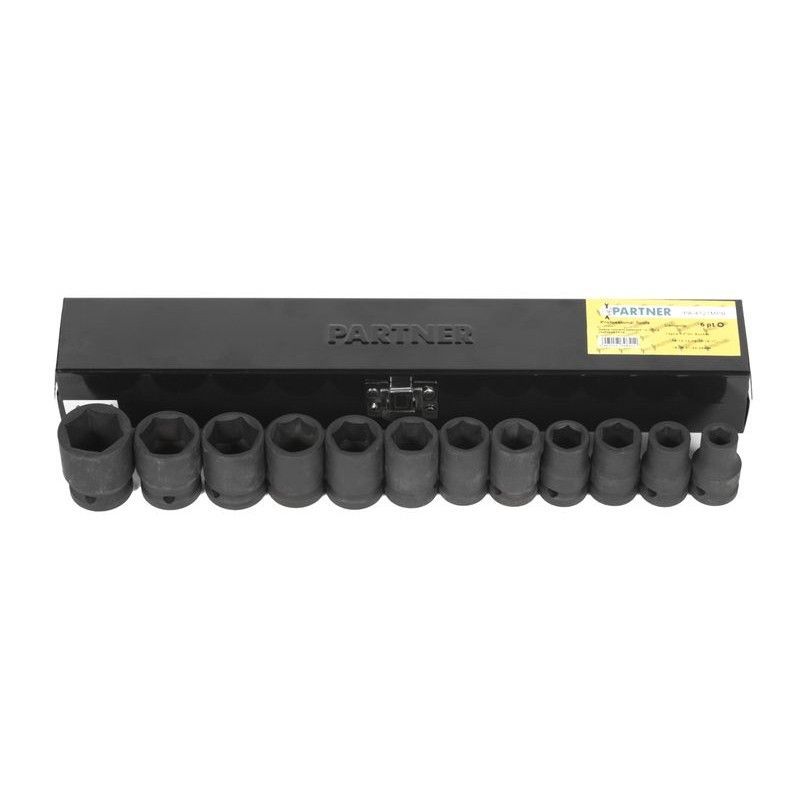 Набор головок ударных 1/2", 6гр, 12 пр. (10-24мм) Partner PA-4121MPB