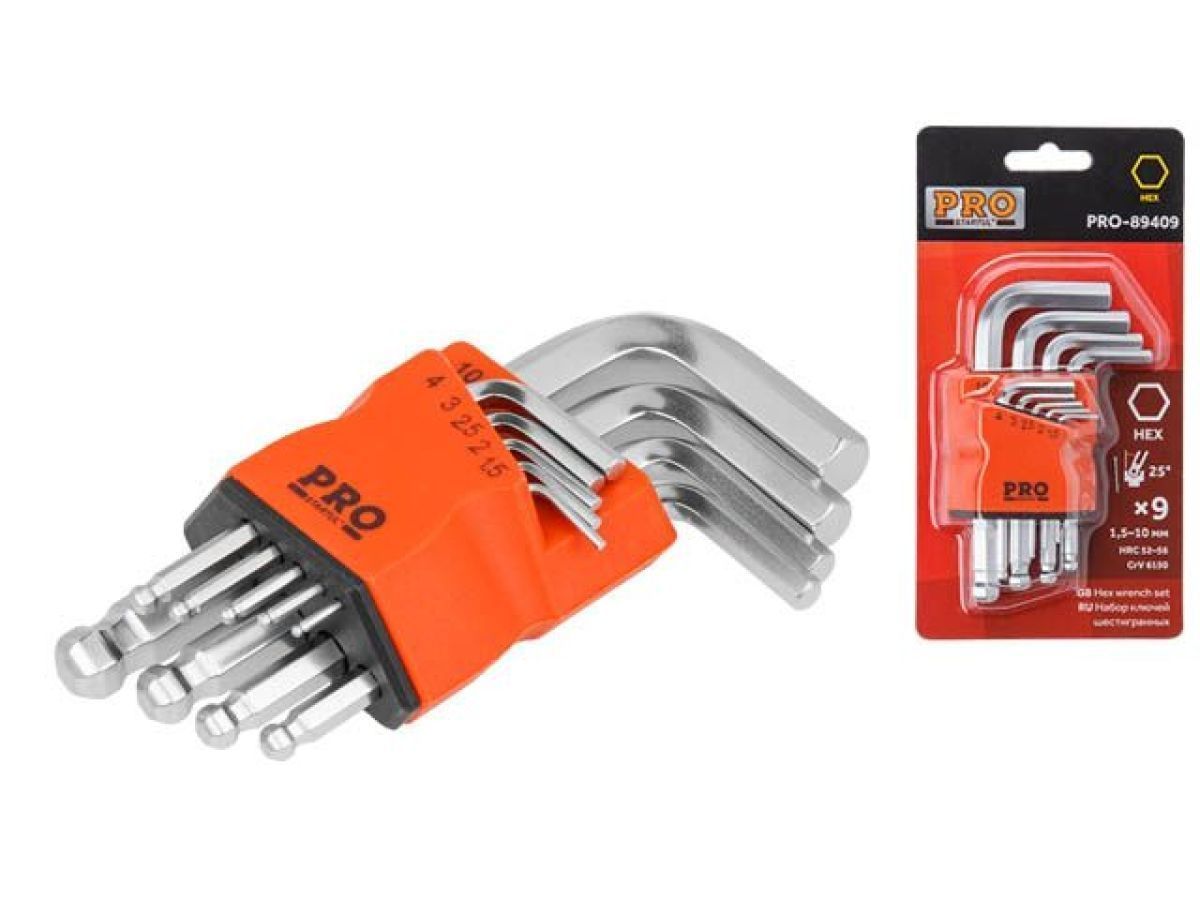 Набор ключей шестигр. 1.5-10mm 9шт коротк. с шар. PRO STARTUL PRO-89409