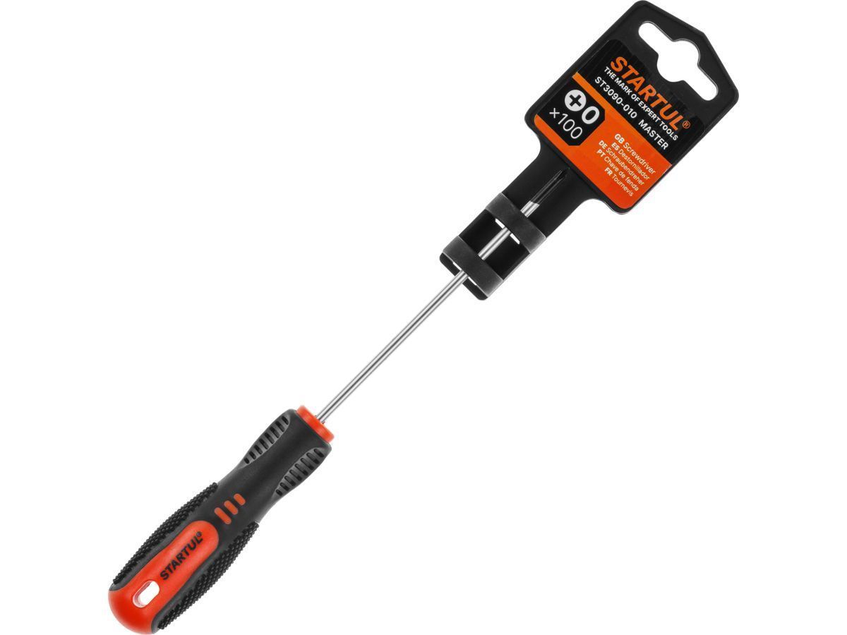 Отвертка "+" №0 100мм PH MASTER (ST3090-010) (крестовая Phillips, двухкомп. рукоятка Anti-Slip) STARTUL ST3090-010