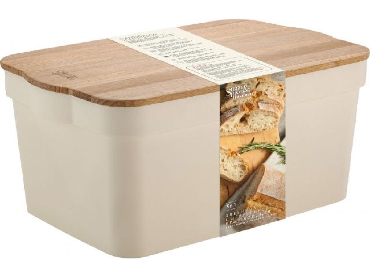 Хлебница с деревянной крышкой, 7.5 л., Rosemary, 325х214х145 mm SUGAR&SPICE SE106412996