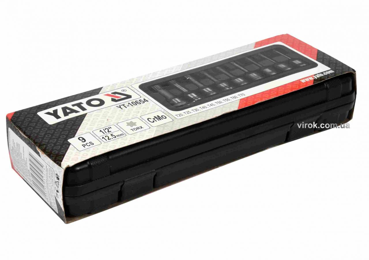 Головки-Насадки ударные 1/2" TORX Т20-T70 ( набор 9пр) YATO YT-10654