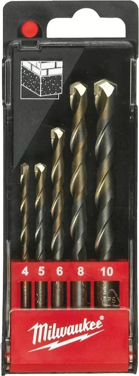 Сверла ударные по бетону DIN 8039 набор 5ед. (4/5/6/8/10мм) MILWAUKEE 4932480157