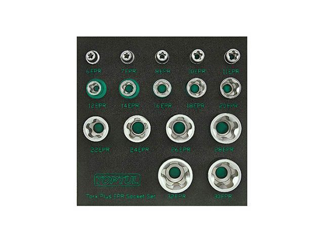 Набор головок 1/4", 3/8", 1/2", 6EPR-32EPR 16пр. Toptul GABF1601