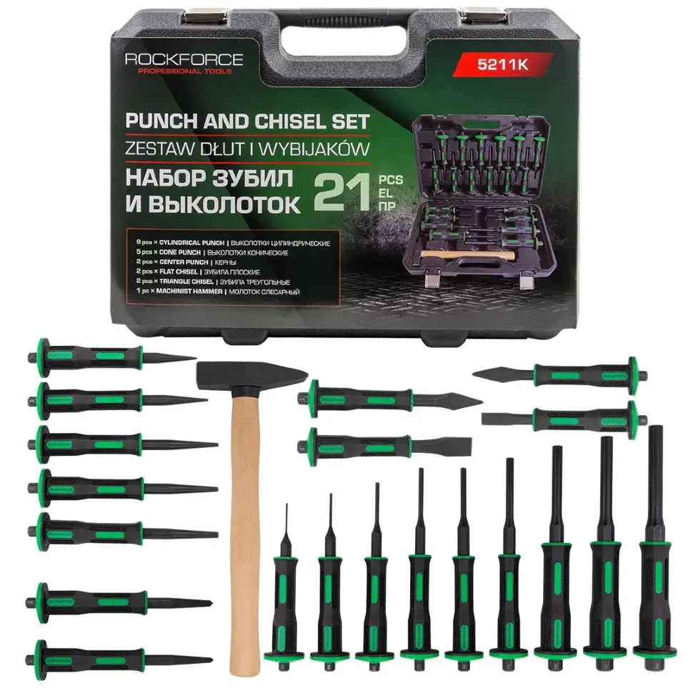 Набор зубил и выколоток 21пр. RockFORCE RF-5211K