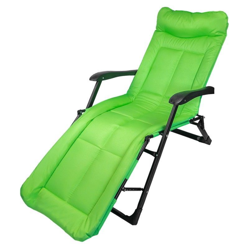 Шезлонг складной с подлокотниками на мягкой основе (светло-зеленый) (1780х670х300мм, макс. нагрузка 200кг) WMC TOOLS WMC-FG-HY-8000LG