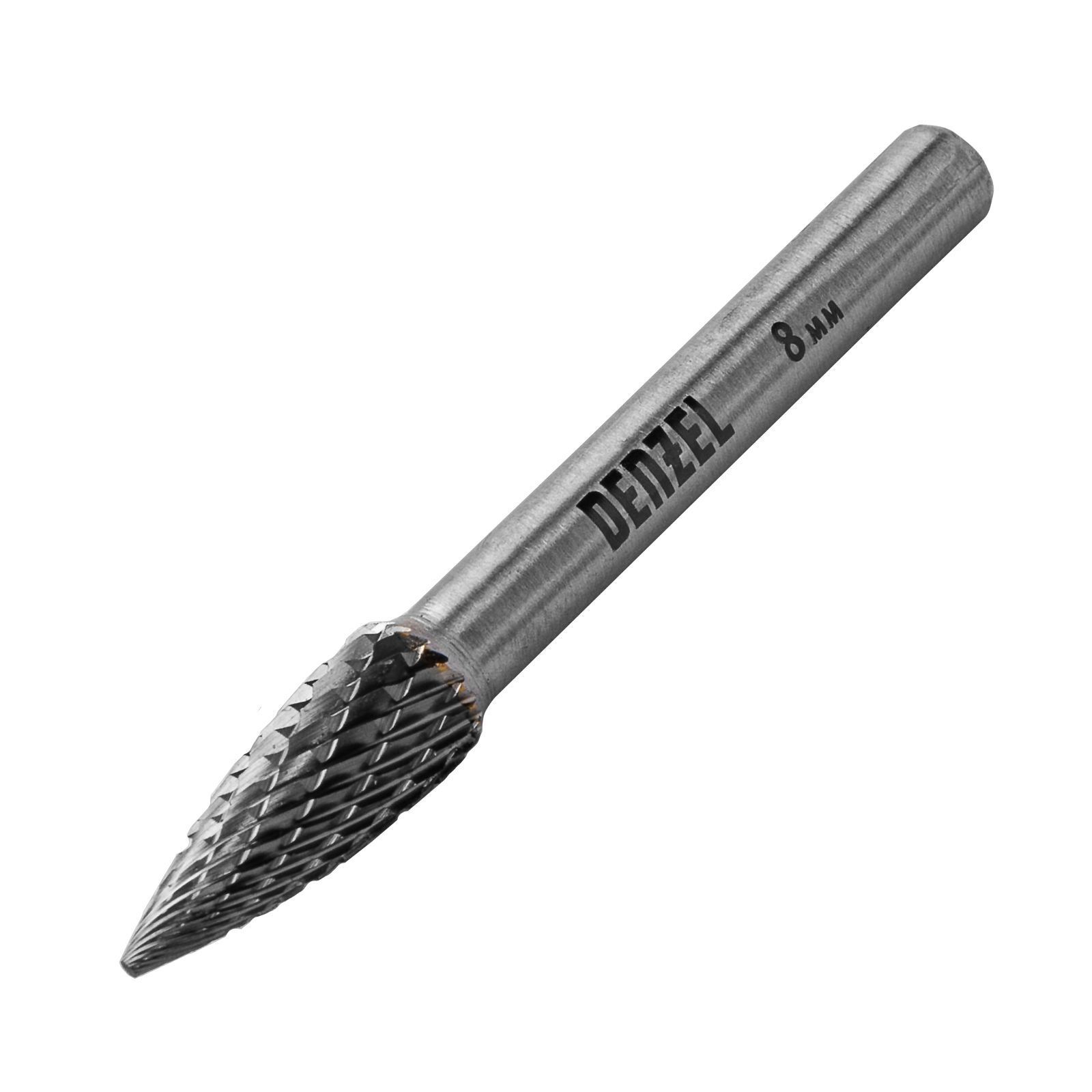 Борфреза по металлу твердосплавная, параболическая заостренная, тип-G, 8 mm Denzel 72047