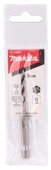 Спиральное сверло по дереву 3x30x75 мм, хвостовик 1/4" HEX MAKITA D-15861