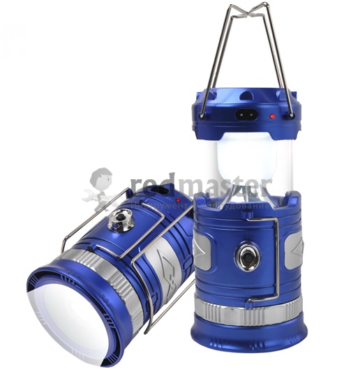 Фонарь трансформер  светодиодный аккумуляторный Blue (1 LED+6 LED, зарядка 220V + солнечная батарея) Forsage F-RF-D017(blue)