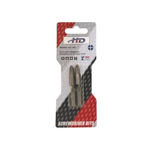 Биты крестообразные PH2х25мм 1/4" S2 (4шт)   H-D HD-77872