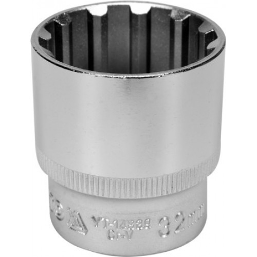 Головка торцевая spline 1/2" 6гр. 32mm L45mm CrV на держателе YATO YT-14839