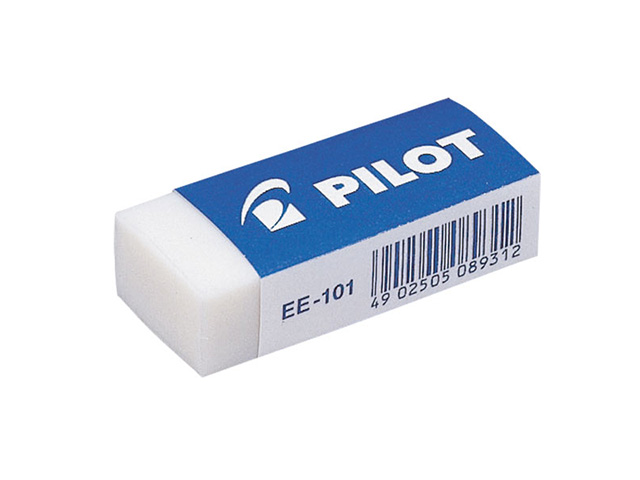 Ластик винил 42х18х11 мм белый картонный держатель,  PILOT EE-101-36DPK