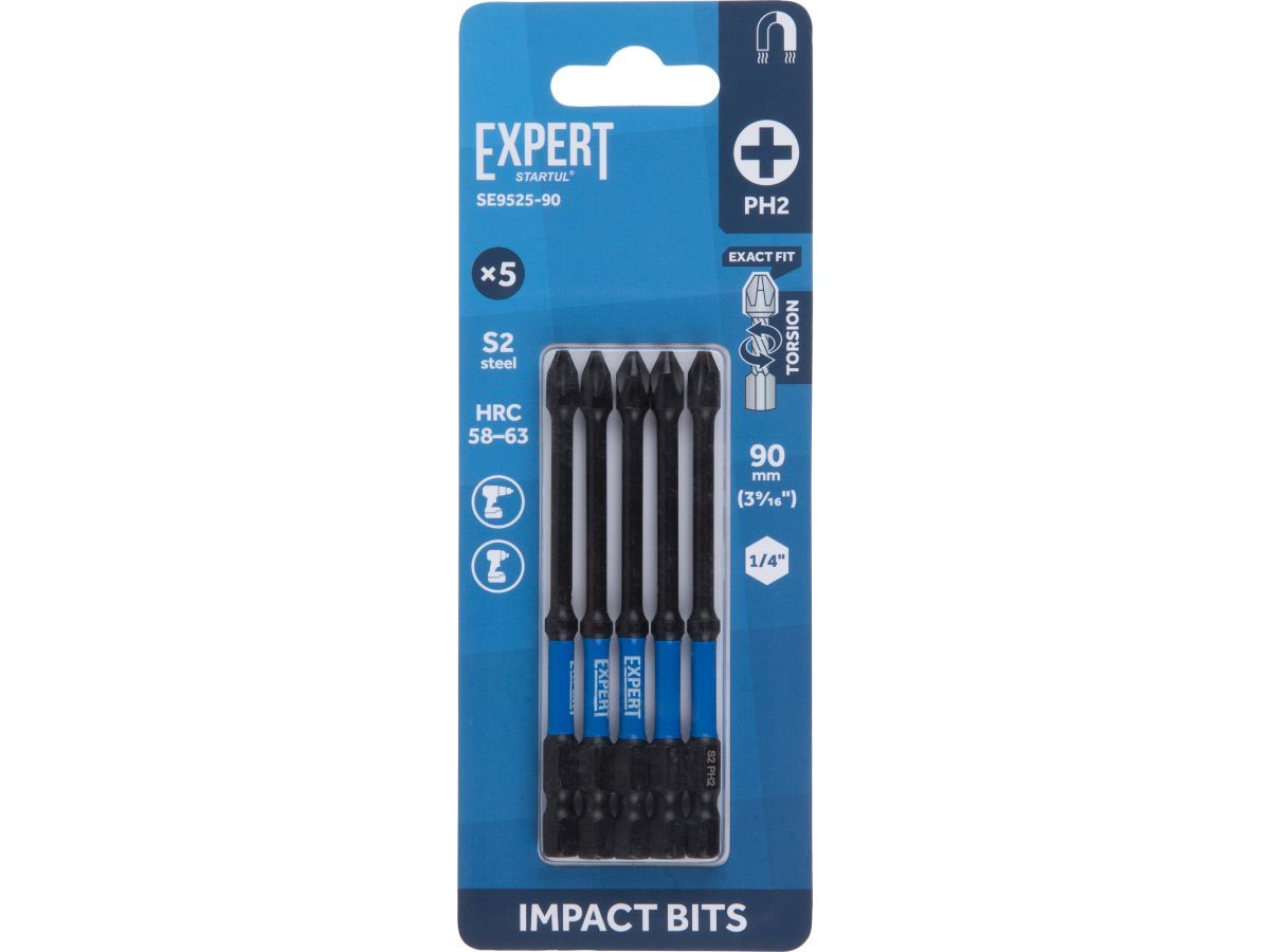 Насадка ударная PH2 90мм 5шт EXPERT (SE9525-90) (торсионная бита Impact) STARTUL SE9525-90