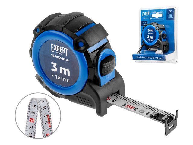 Рулетка  3м/16mm EXPERT (Двухсторонняя шкала нанесения, нейлоновое покрытие, двухсторонний зацеп) STARTUL SE3012-0316