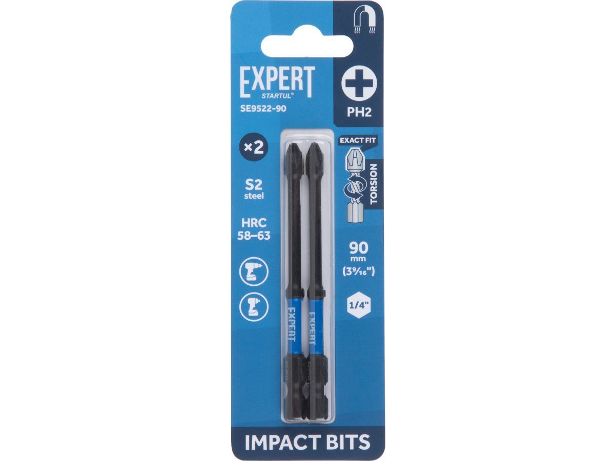 Насадка ударная PH2 90мм 2шт EXPERT (SE9522-90) (торсионная бита Impact) STARTUL SE9522-90