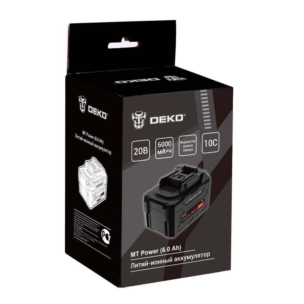 Аккумулятор, 20В, 1АКБ 6,0 А/ч,  DEKO MT Power Li-ion 084-1066