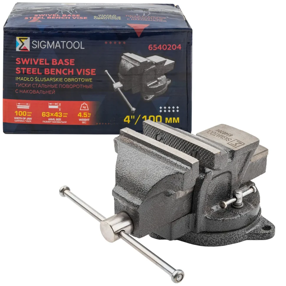 Тиски стальные поворотные с наковальней 100мм  SIGMATOOL Sigmatool-6540204