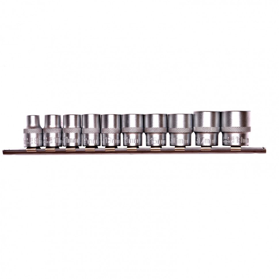Набор торцевых головок 3/8", 6-ти гр., CrV, 10шт., 8-19мм, Stels 13601