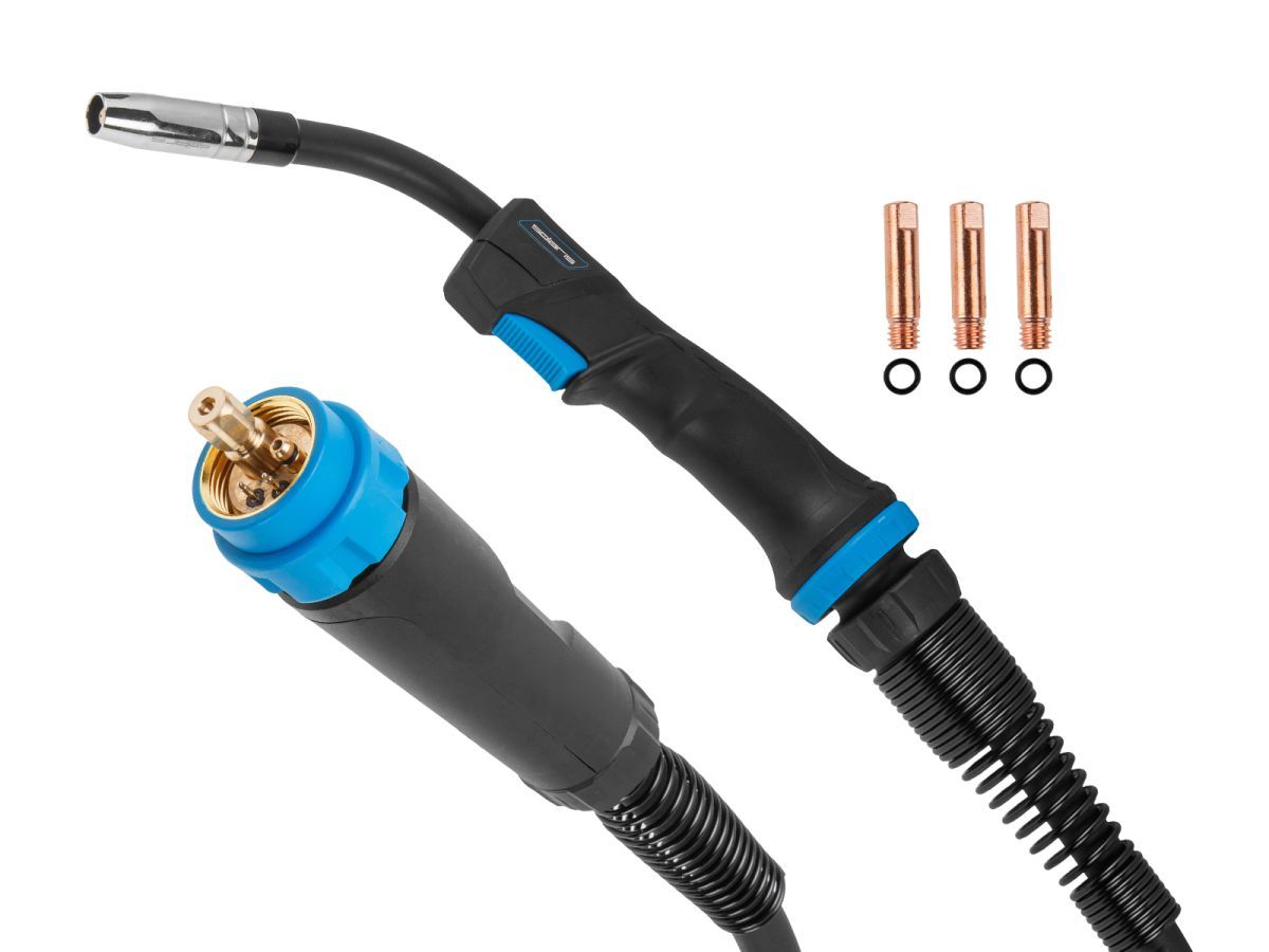 Горелка сварочная MIG MAG WG-15 PRO (5м, 180А) (CO2 - 180A, Ar(Ar+CO2) - 150A, 0.6-1.0мм, ПВ - 60%, 5 метров, М6) SOLARIS SL5713-5