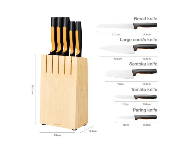 Набор ножей 5 шт. с деревянным блоком Functional Form  ДОМ FISKARS 1062927