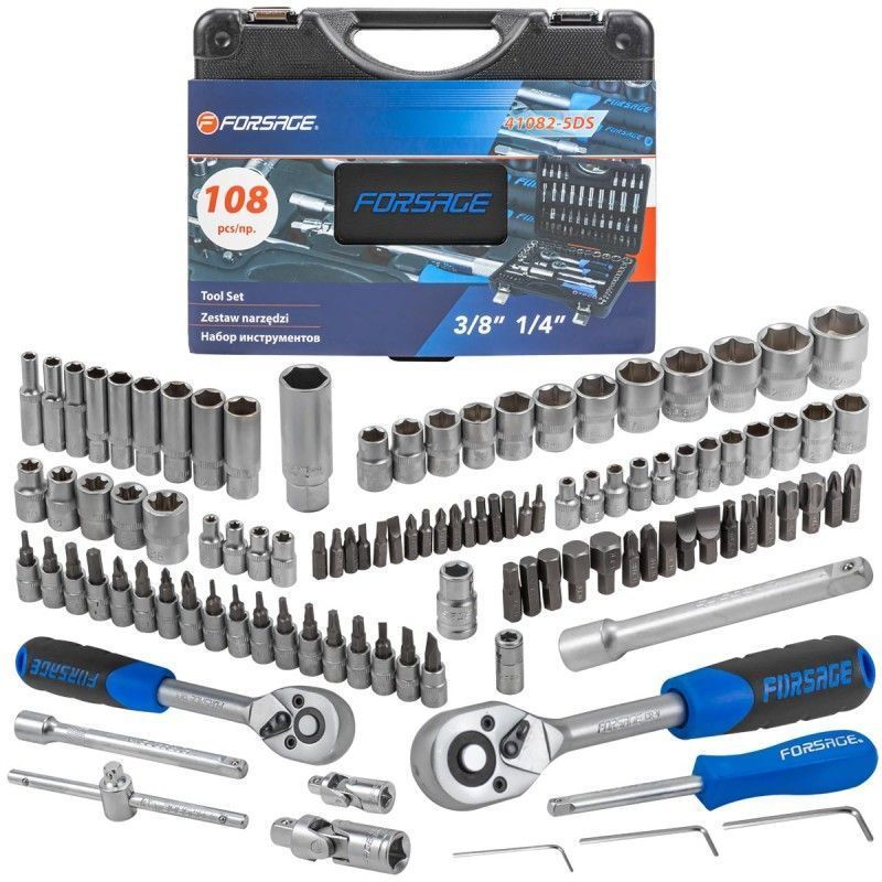 Набор инструментов 108 пр. 1/4''3/8''(6гр.)(4-22мм)  Forsage F-41082-5DS-м