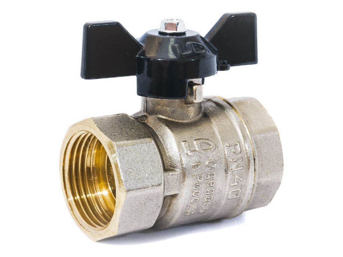 Кран шаровый стандартный 1/2" вн.-вн. бабочка PN 40 LD LD47.300.15