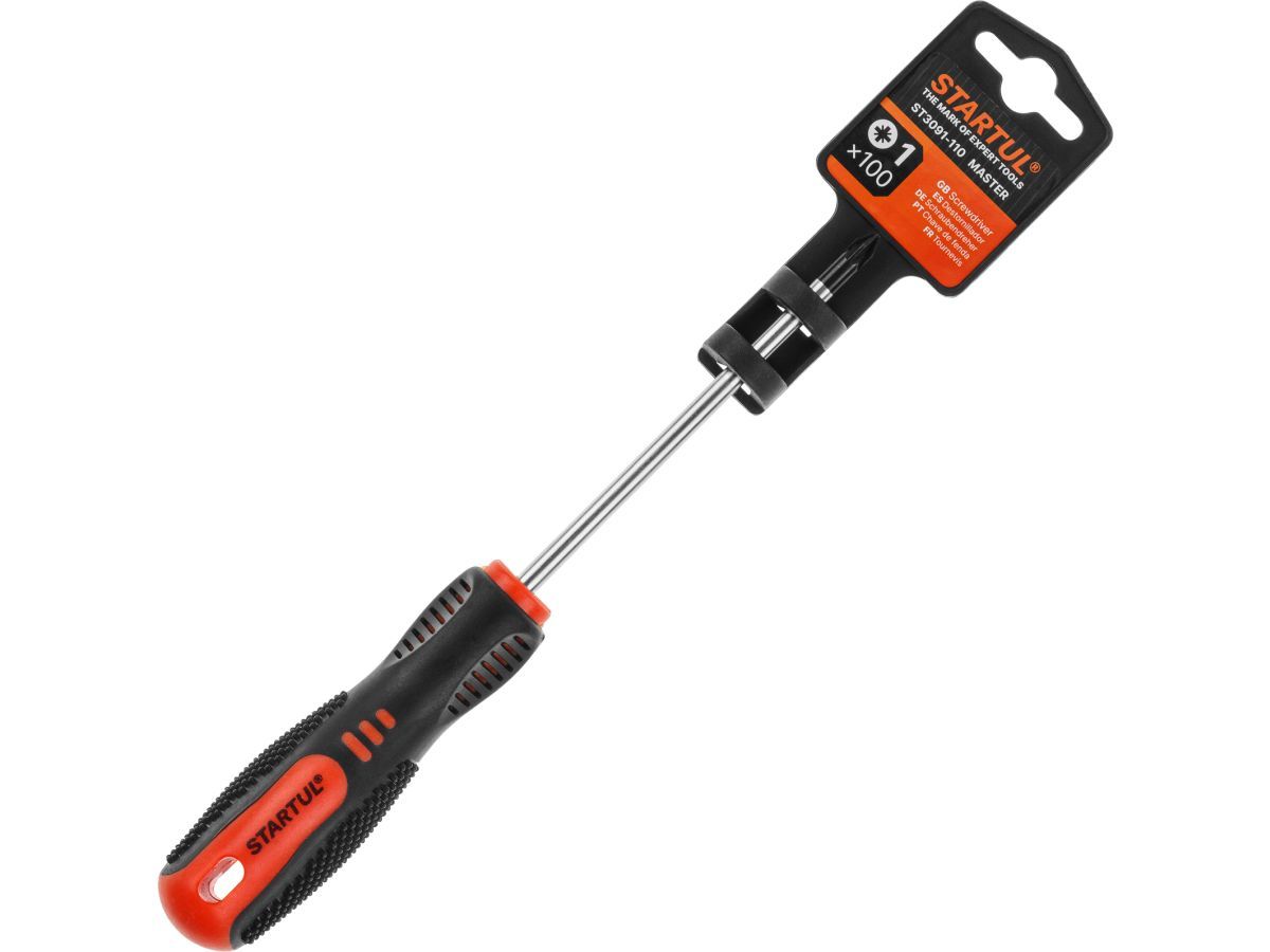 Отвертка "+" №1 100мм PZ MASTER (ST3091-110) (крестовая Pozidrive, двухкомп. рукоятка Anti-Slip) STARTUL ST3091-110