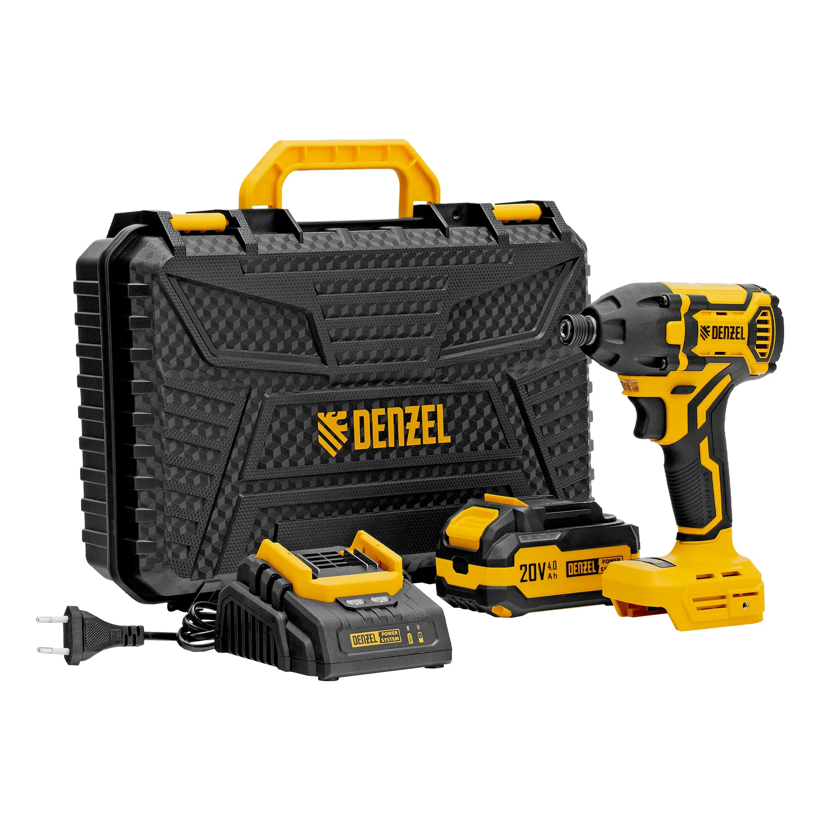 Винтоверт ударный аккумуляторный бесщет. CIDH-BL-20-270, Li-Ion,1/4", 2500 об/мин,  20 В  1АКБ ...DENZEL 26514