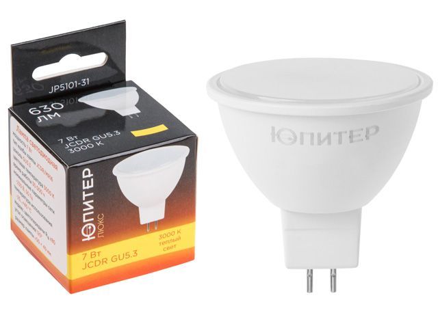 Лампа светодиодная JCDR 7 Вт 230В GU5.3 3000К ЛЮКС ЮПИТЕР JP5101-31