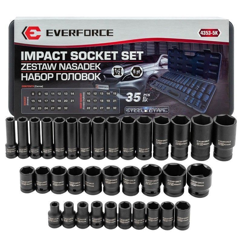 Головки, набор 35пр., 1/2" (6гр.) EVERFORCE EF-4353-5K