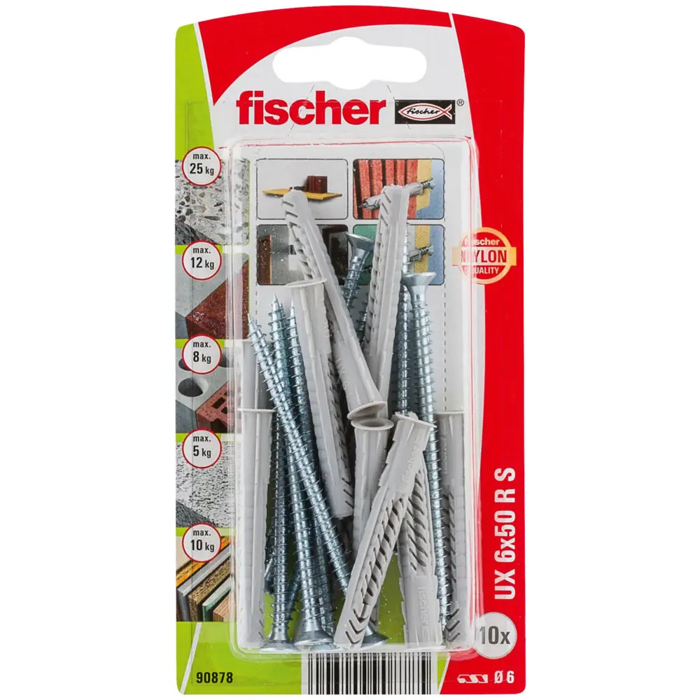 Универсальный дюбель UX 6х50 с саморезом борт ( 10шт упак.) Fischer ... 90878f