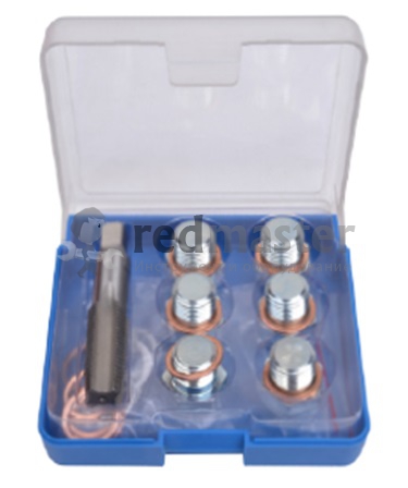 Набор для восстановления резьбы сливного отверстия поддона: M15х1,5мм (13пр.) в футляре. Rock FORCE RF-917G15