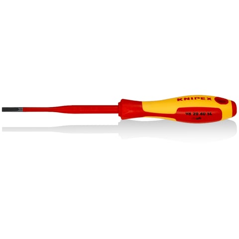 Отвертка SL4.0x0.8 шлицевая Slim VDE 1000V, длина стержня 100 мм, L-202 мм  KNIPEX 982040SL