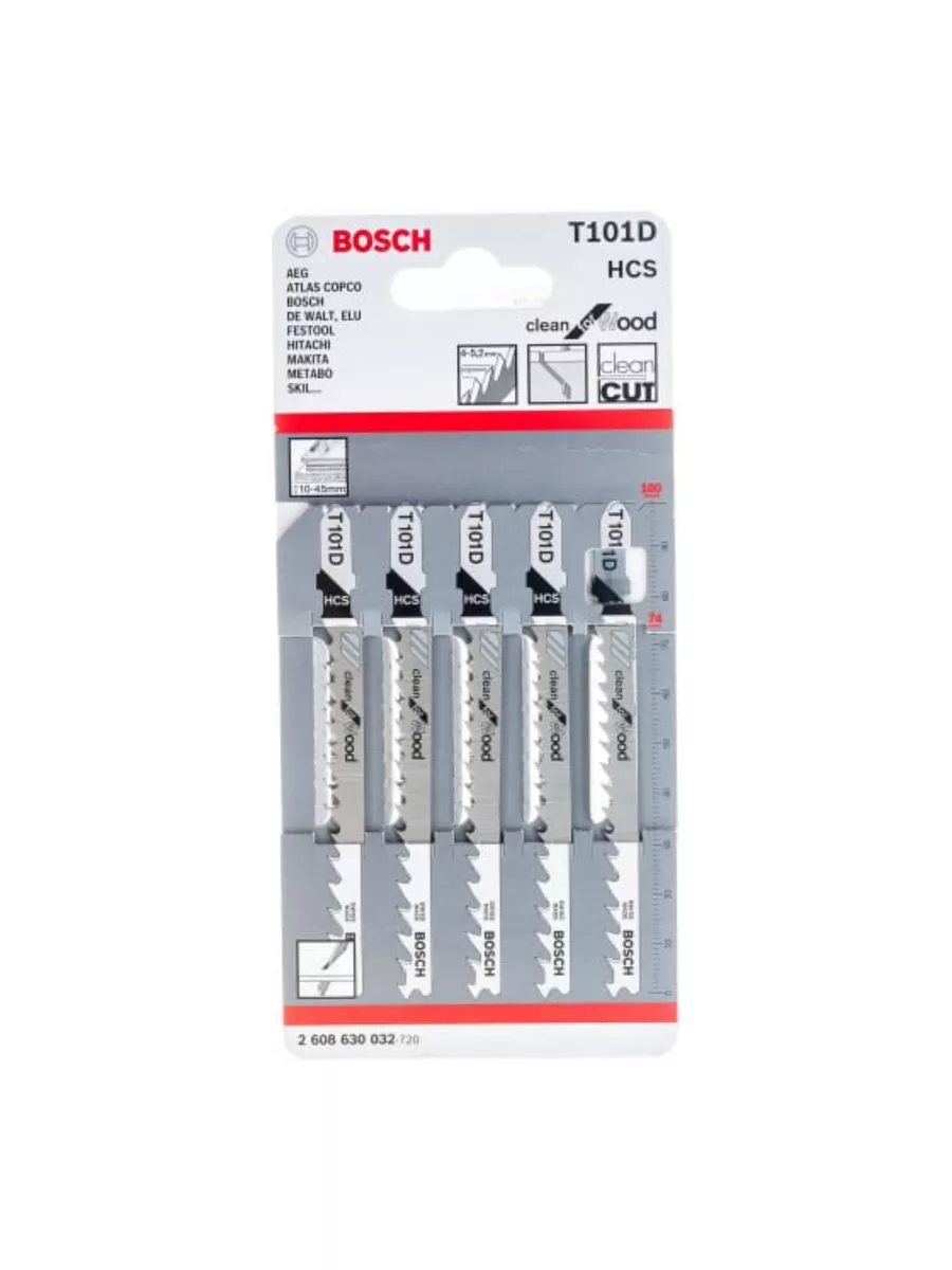Пилка для лобзика T 101 D Clean for Wood (5 шт), BOSCH 2.608.630.032