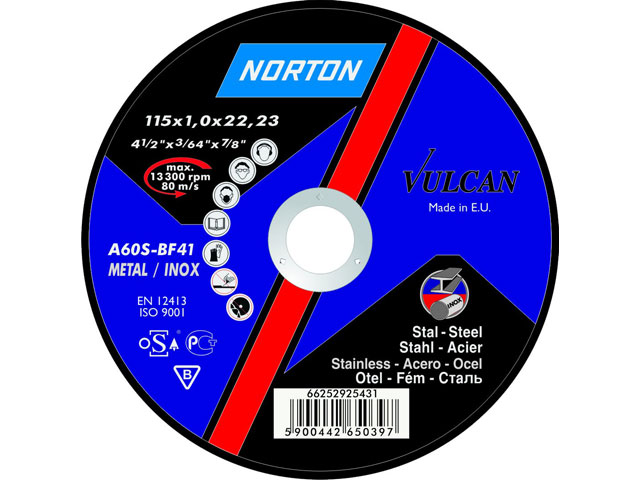Круг отрезной 125x1.6x22.2 mm для металла Vulcan  NORTON 66252925434