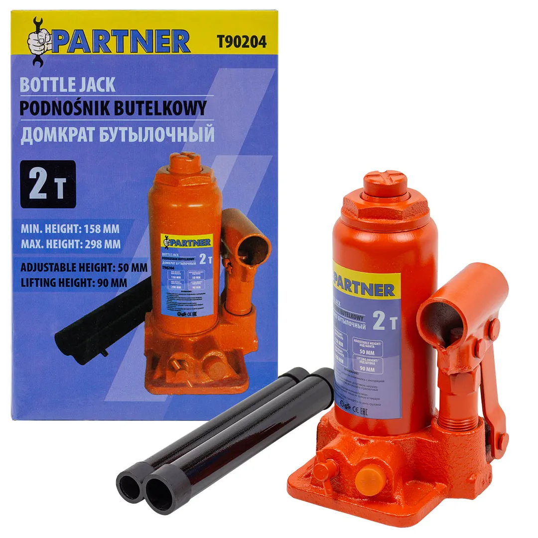 Домкрат бутылочный 2т (h min 158мм, h max 298мм) Partner PA-T90204
